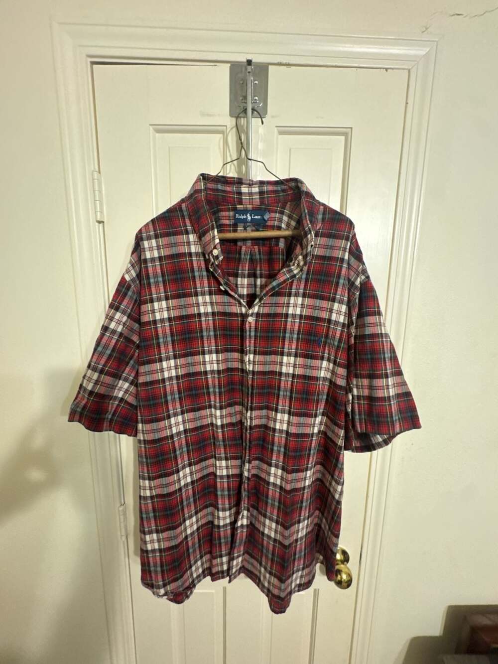Ralph Lauren Men's Red Plaid Short Sleeve Button-Down Shirt Size 3XB
